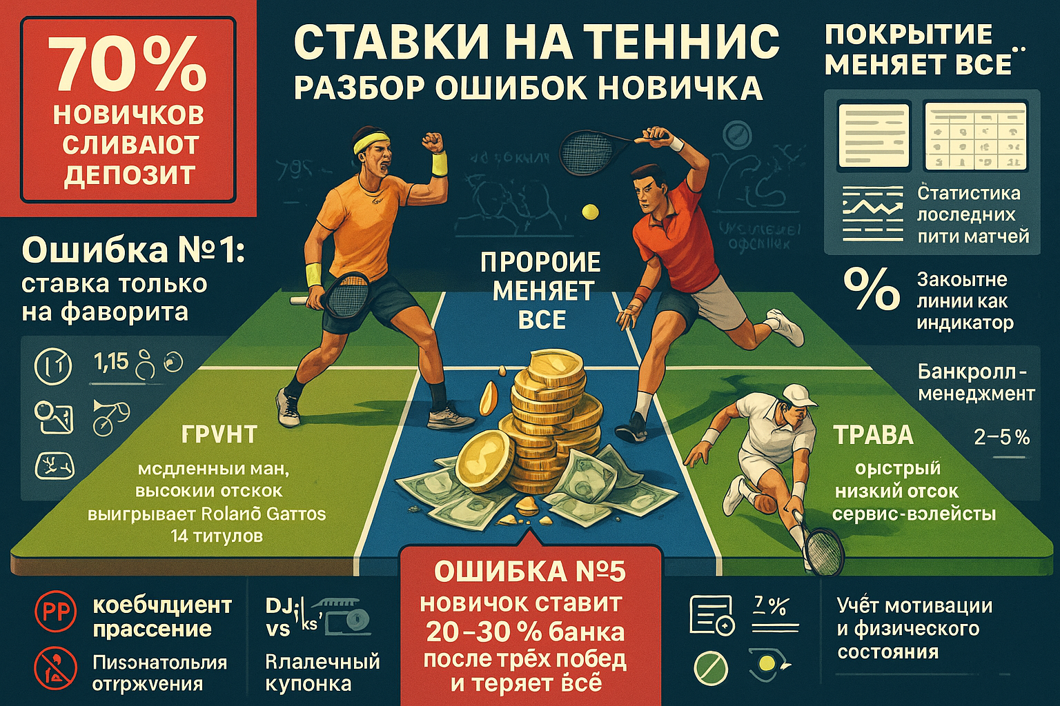 Ставки на теннис - разбор ошибок новичка