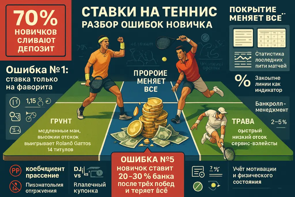 Ставки на теннис - разбор ошибок новичка